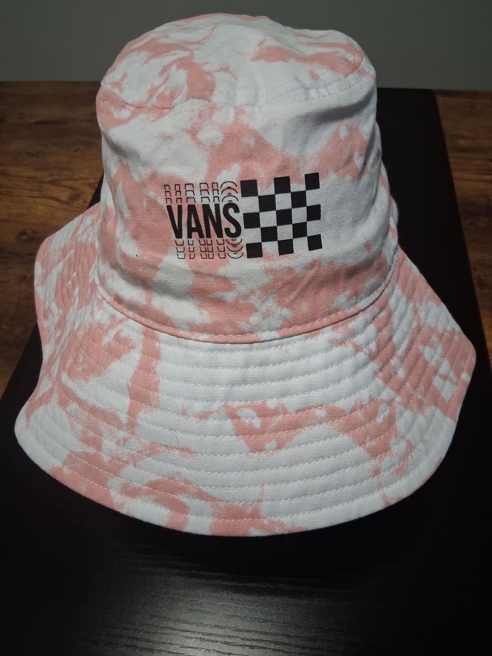 Vans Kids Pink & White Tie-Dye Bucket Hat with Checker Logo